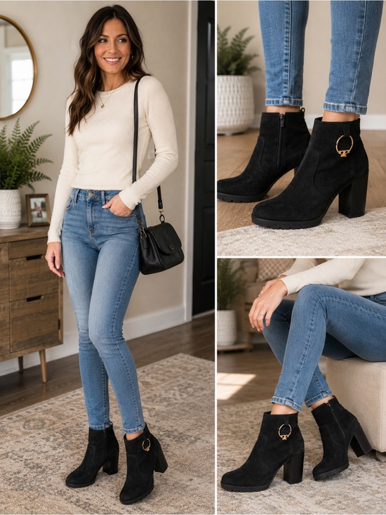 Tory Burch Shoes - Tory Burch Sofia 85mm Lug Sole Bootie In Black Suede Size 9 NWOB